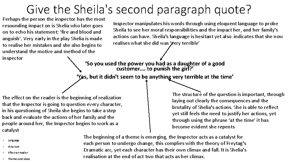 Give the Sheila's second paragraph quote? Perhaps the person the inspector has the most