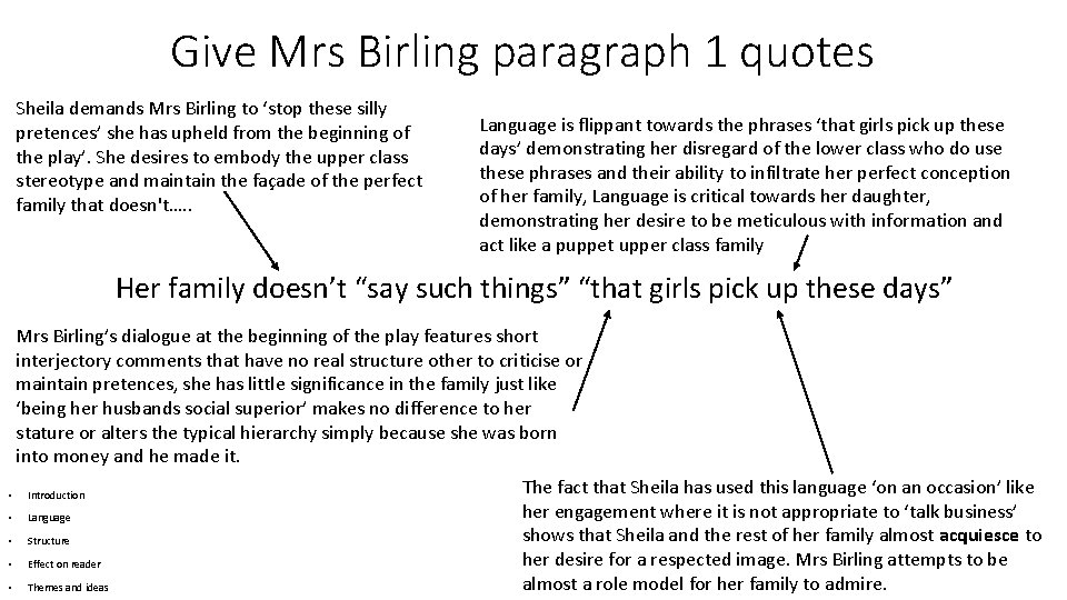 Give Mrs Birling paragraph 1 quotes Sheila demands Mrs Birling to ‘stop these silly Give Mrs Birling paragraph 1 quotes Sheila demands Mrs Birling to ‘stop these silly