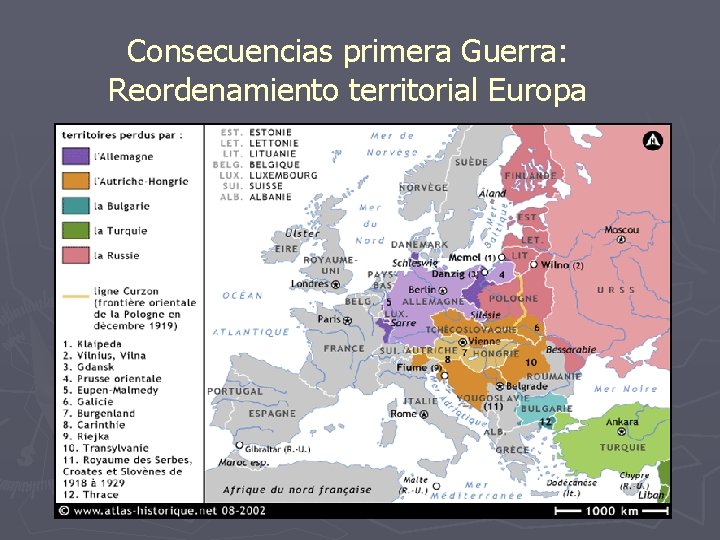 Consecuencias primera Guerra: Reordenamiento territorial Europa 