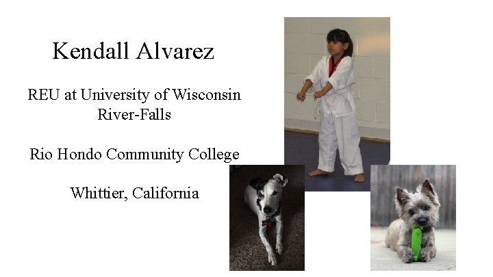 Kendall Alvarez REU at University of Wisconsin River-Falls Rio Hondo Community College Whittier, California Kendall Alvarez REU at University of Wisconsin River-Falls Rio Hondo Community College Whittier, California