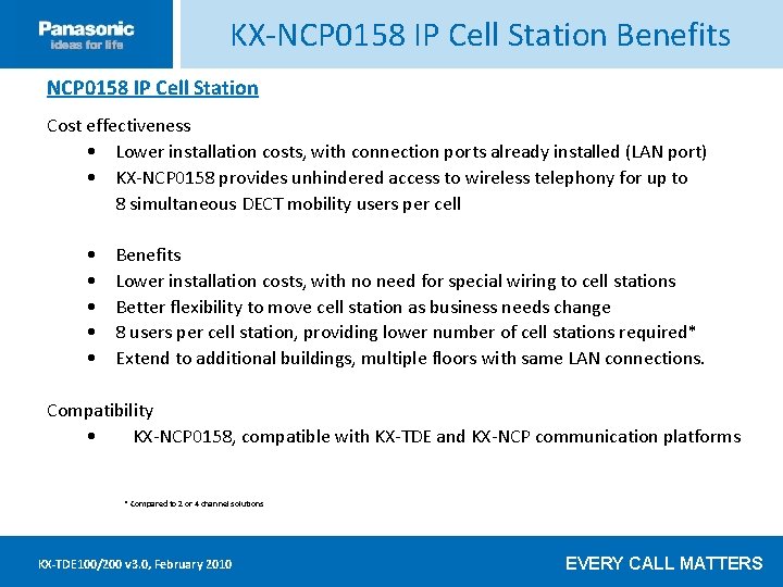 KX-NCP 0158 IP Cell Station Benefits NCP 0158 IP Cell Station Click ____ to