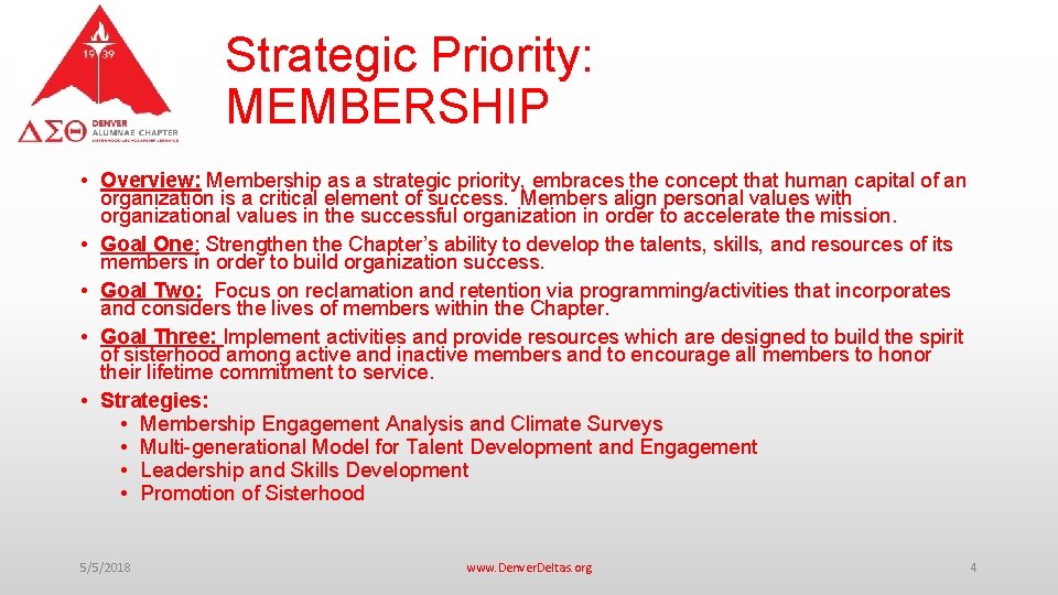 Strategic Priority: MEMBERSHIP • Overview: Membership as a strategic priority, embraces the concept that