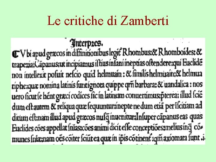 Le critiche di Zamberti 