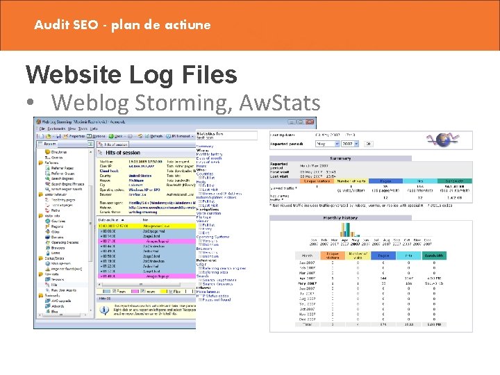 Audit SEO - plan de actiune Website Log Files • Weblog Storming, Aw. Stats