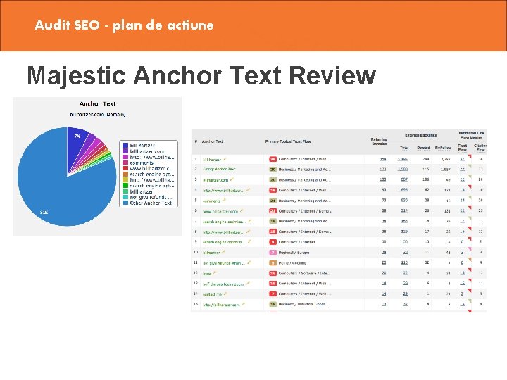 Audit SEO - plan de actiune Majestic Anchor Text Review 