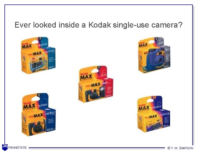 Ever looked inside a Kodak single-use camera? PENNSTATE © T. W. SIMPSON 