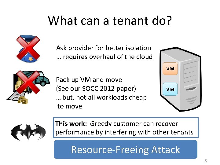What can a tenant do? Ask provider for better isolation … requires overhaul of
