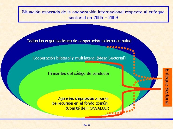 Situación esperada de la cooperación internacional respecto al enfoque sectorial en 2005 - 2009