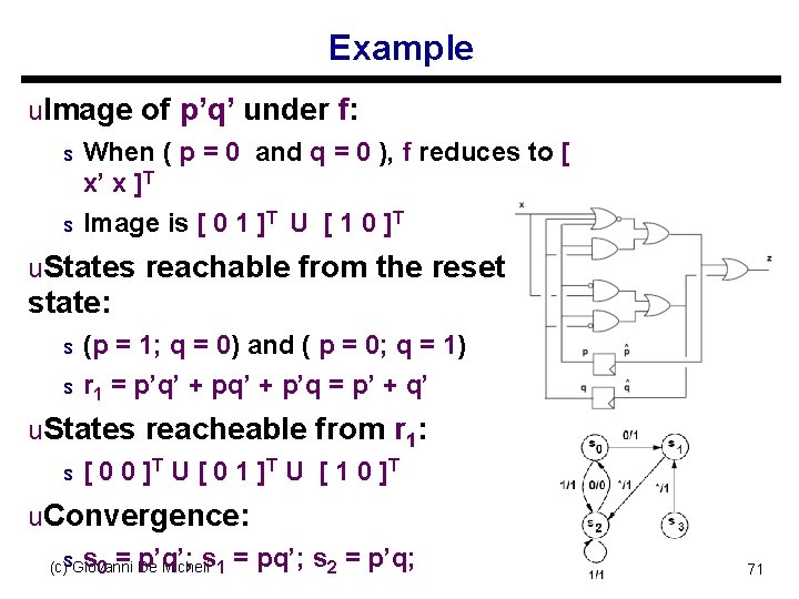 Example u. Image of p’q’ under f: s s When ( p = 0