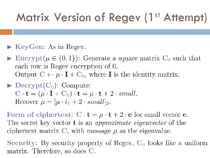 Matrix Version of Regev st (1 Attempt) 