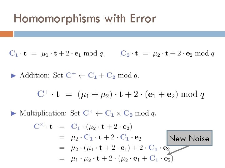 Homomorphisms with Error New Noise 