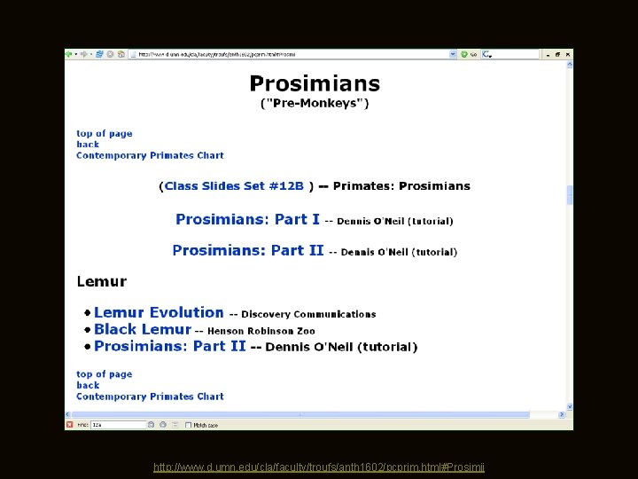 http: //www. d. umn. edu/cla/faculty/troufs/anth 1602/pcprim. html#Prosimii 