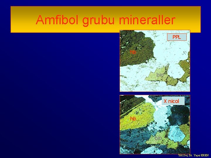 Amfibol grubu mineraller PPL hb bio X nicol hb bio Yrd. Doç. Dr. Yaşar