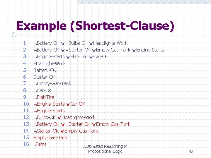 Example (Shortest-Clause) 1. 2. 3. 4. 5. 6. 7. 8. 9. 10. 11. 12.