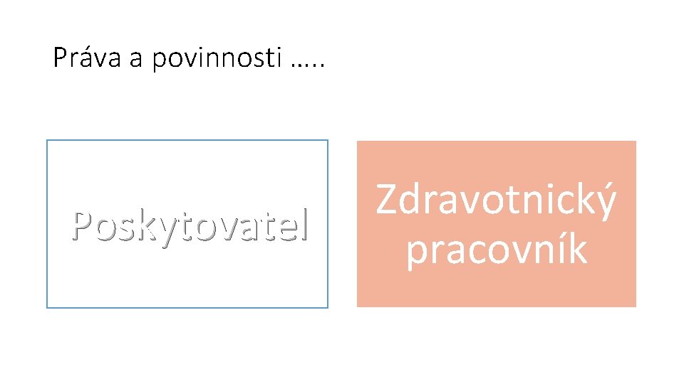 Práva a povinnosti …. . Poskytovatel Zdravotnický pracovník 