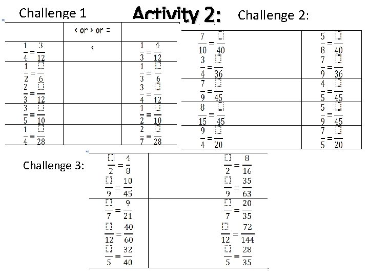 Challenge 1 Challenge 3: Activity 2: Challenge 2: 
