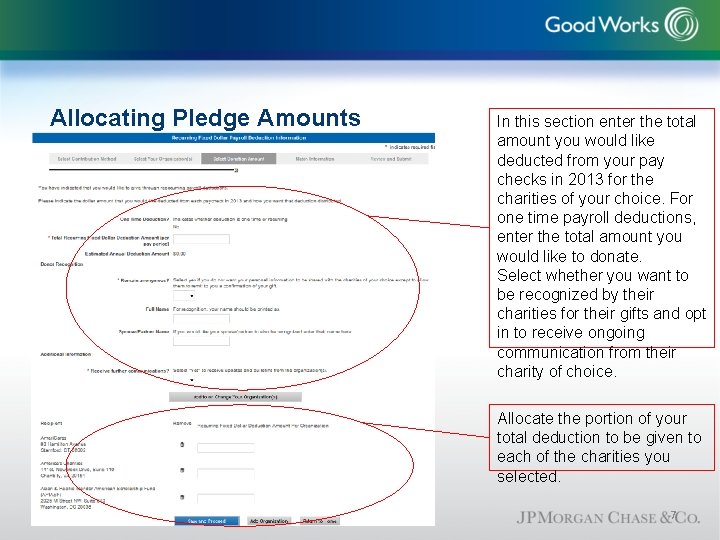 Good Works Employee Giving Campaign Pledge Site Instructions