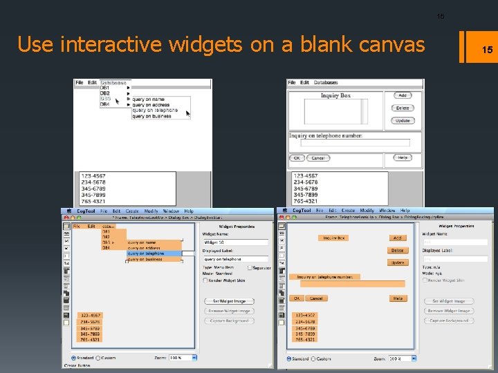 15 Use interactive widgets on a blank canvas 15 