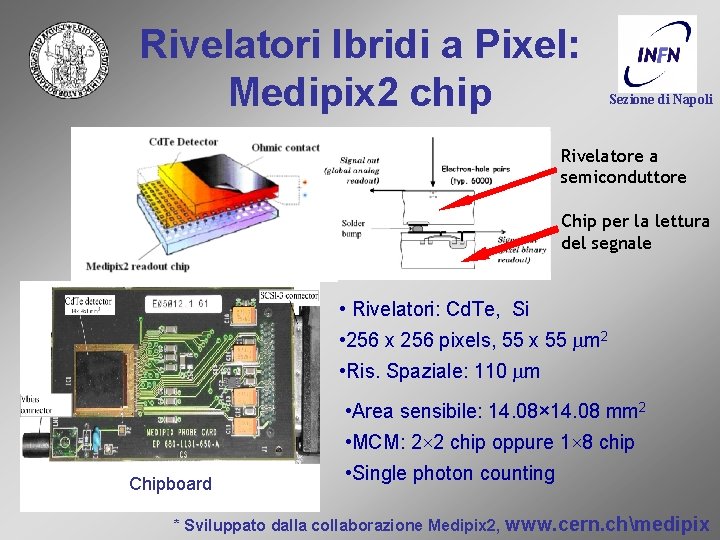 Rivelatori Ibridi a Pixel: Medipix 2 chip Sezione di Napoli Rivelatore a semiconduttore Chip