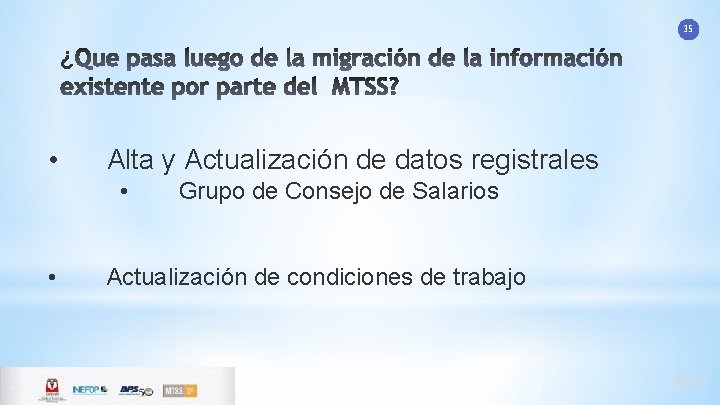 35 ¿ • Alta y Actualización de datos registrales • • Grupo de Consejo