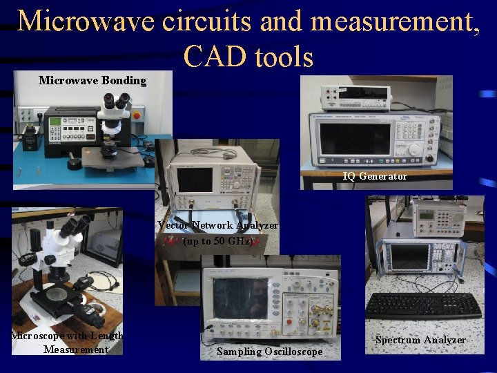 Microwave circuits and measurement, CAD tools Microwave Bonding IQ Generator Vector Network Analyzer (up Microwave circuits and measurement, CAD tools Microwave Bonding IQ Generator Vector Network Analyzer (up