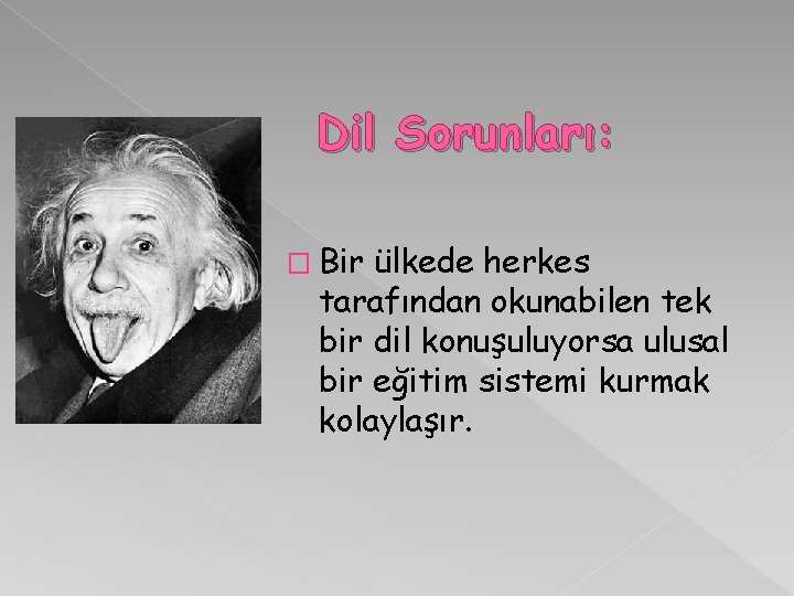 Dil Sorunları: � Bir ülkede herkes tarafından okunabilen tek bir dil konuşuluyorsa ulusal bir