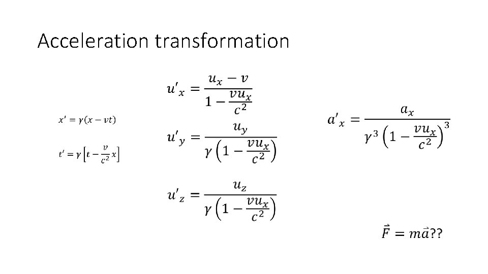 Acceleration transformation 