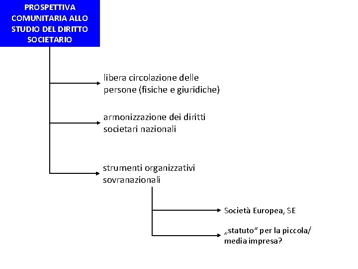 PROSPETTIVA COMUNITARIA ALLO STUDIO DEL DIRITTO SOCIETARIO libera circolazione delle persone (fisiche e giuridiche)