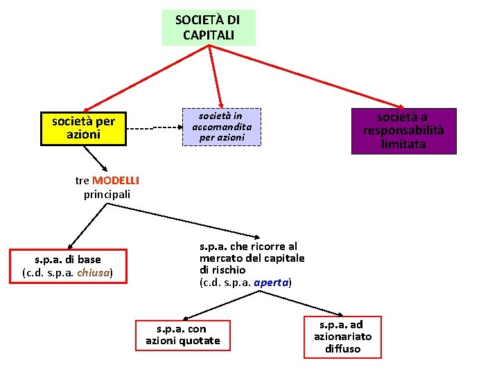 SOCIETÀ DI CAPITALI società per azioni società in accomandita per azioni società a responsabilità