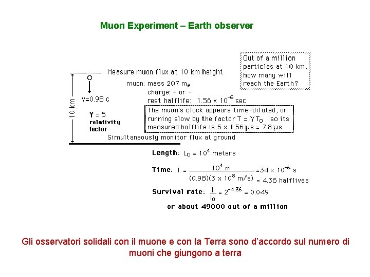 Muon Experiment – Earth observer Gli osservatori solidali con il muone e con la