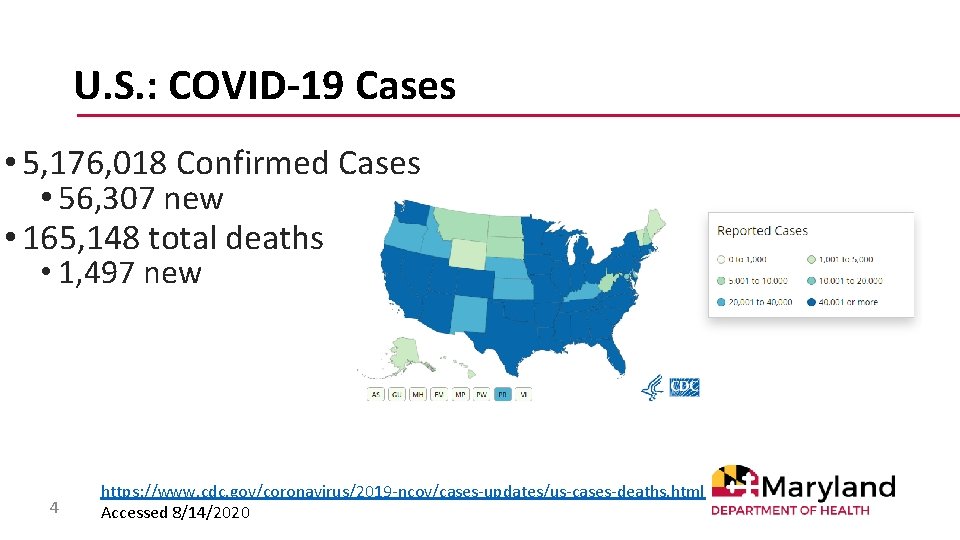 U. S. : COVID-19 Cases • 5, 176, 018 Confirmed Cases • 56, 307