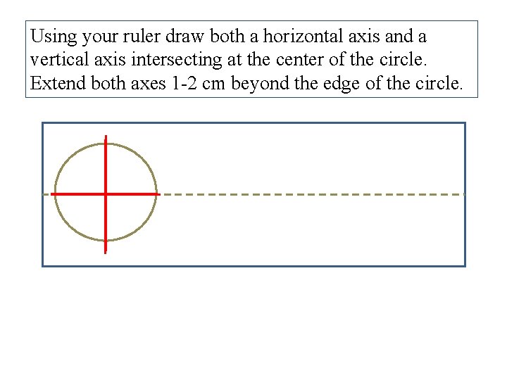 Using your ruler draw both a horizontal axis and a vertical axis intersecting at