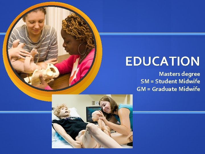 EDUCATION Masters degree SM = Student Midwife GM = Graduate Midwife 