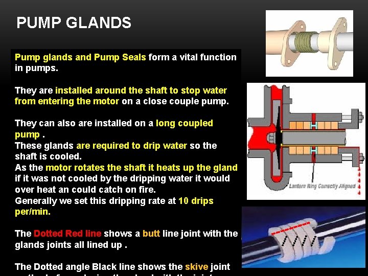 PUMP GLANDS Pump glands and Pump Seals form a vital function in pumps. They