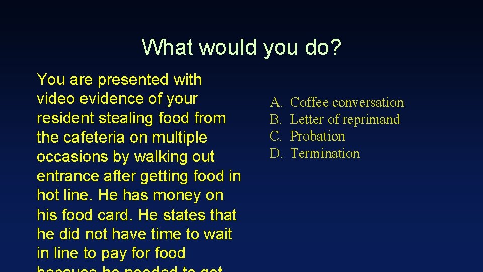 What would you do? You are presented with video evidence of your resident stealing