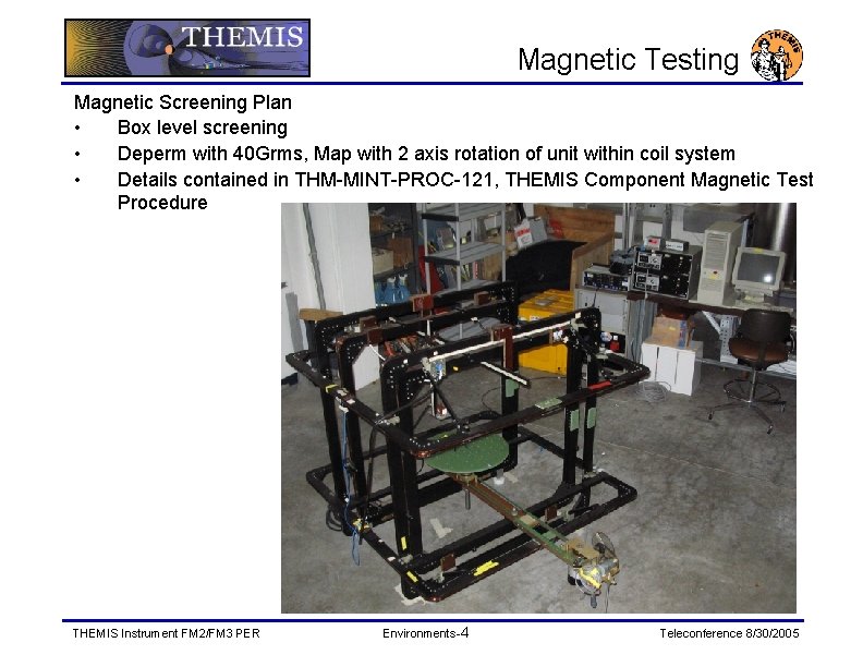 Magnetic Testing Magnetic Screening Plan • Box level screening • Deperm with 40 Grms,