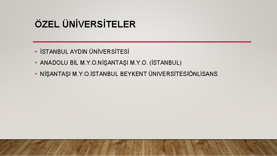 ÖZEL ÜNİVERSİTELER • İSTANBUL AYDIN ÜNİVERSİTESİ • ANADOLU BİL M. Y. O. NİŞANTAŞI M.