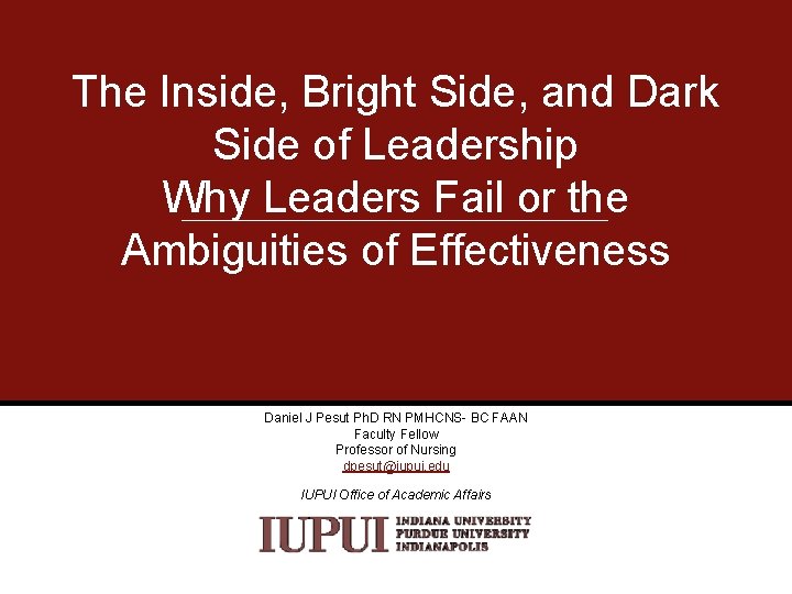 The Inside, Bright Side, and Dark Side of Leadership Why Leaders Fail or the