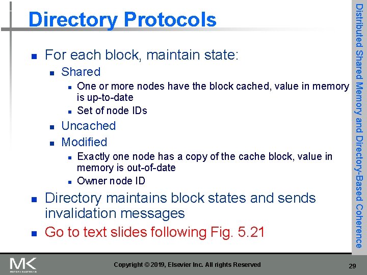 n For each block, maintain state: n Shared n n Uncached Modified n n