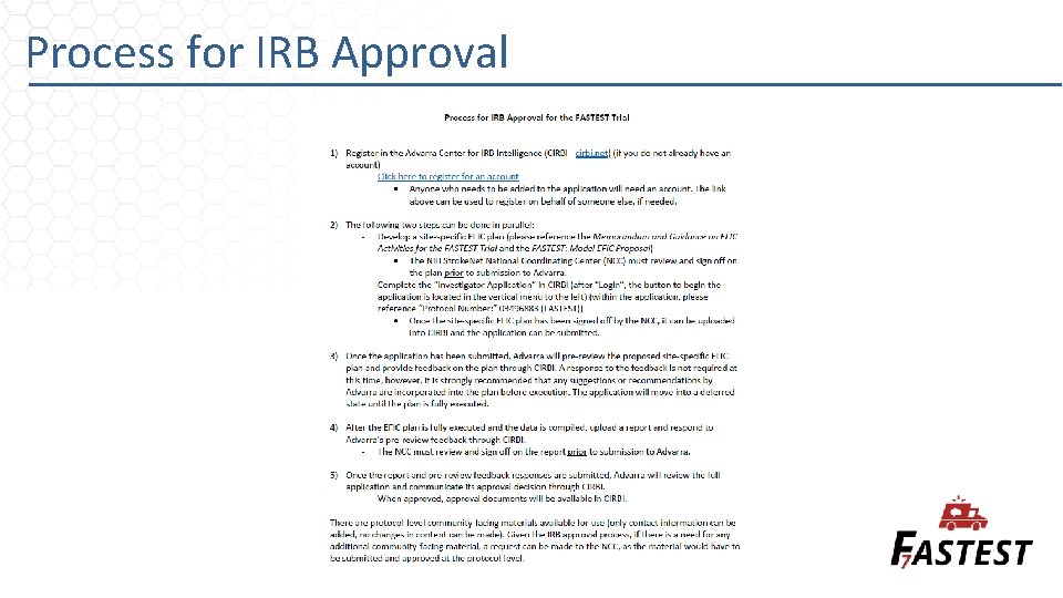 Process for IRB Approval 