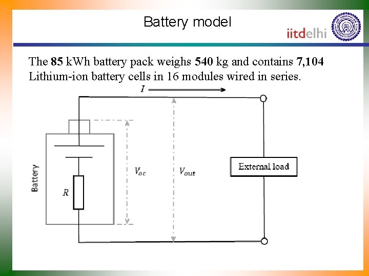 Battery model The 85 k. Wh battery pack weighs 540 kg and contains 7,