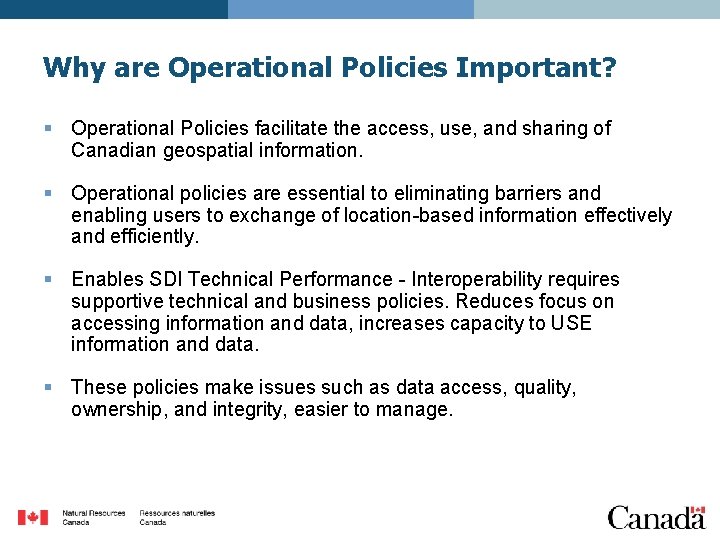 Geospatial Operational Policies and Open Data GO Open