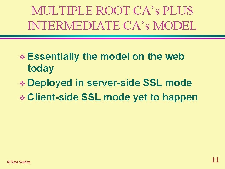 MULTIPLE ROOT CA’s PLUS INTERMEDIATE CA’s MODEL v Essentially the model on the web