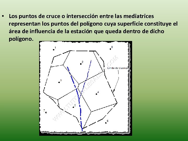 • Los puntos de cruce o intersección entre las mediatrices representan los puntos • Los puntos de cruce o intersección entre las mediatrices representan los puntos