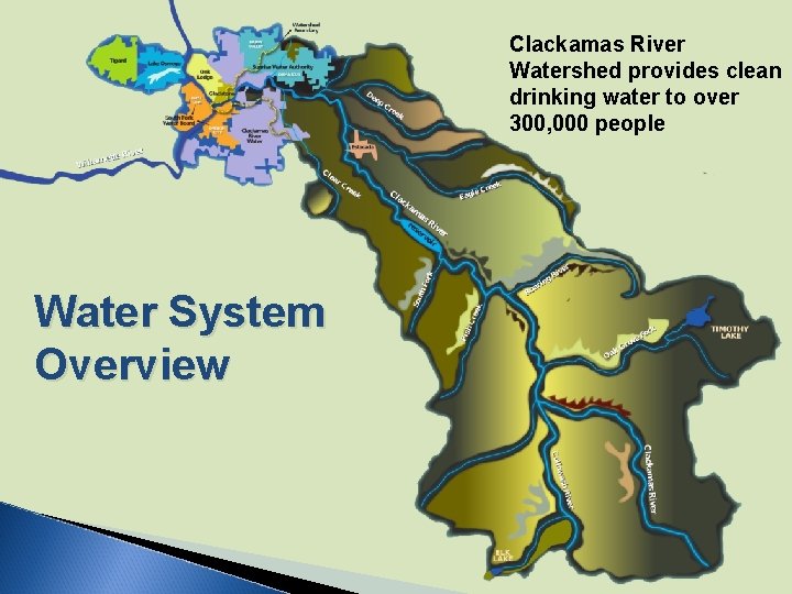 Clackamas River Watershed provides clean drinking water to over 300, 000 people Water System