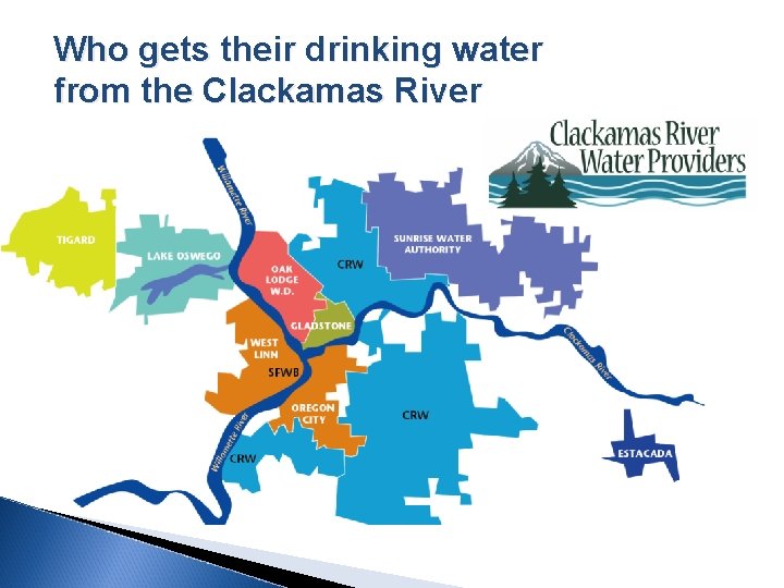 Who gets their drinking water from the Clackamas River 