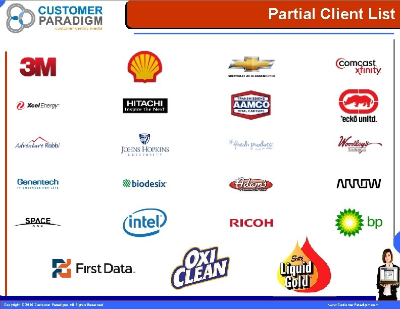 Partial Client List 11 Copyright © 2015 Customer Paradigm, All Rights Reserved. www. Customer.