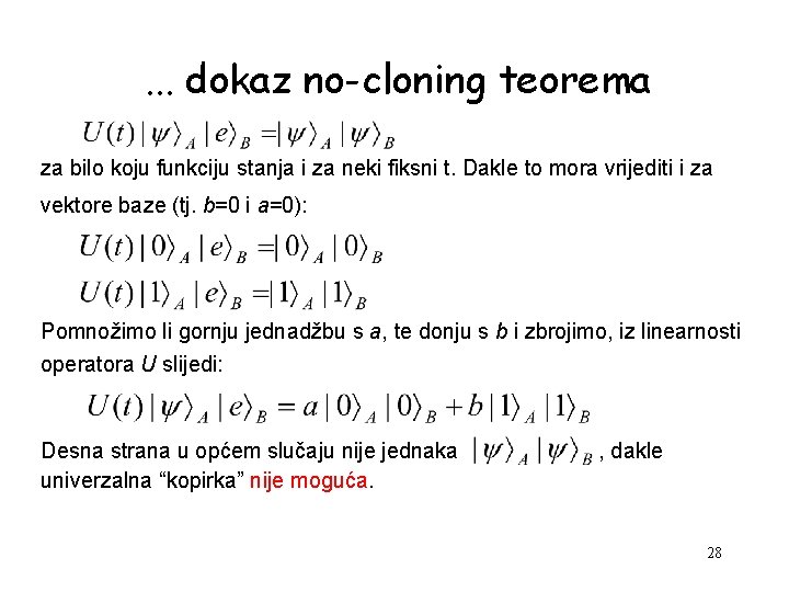 . . . dokaz no-cloning teorema za bilo koju funkciju stanja i za neki