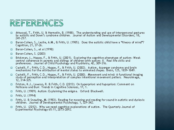 � � � Attwood, T. , Frith, U. & Hermelin, B. (1988). The understanding � � � Attwood, T. , Frith, U. & Hermelin, B. (1988). The understanding