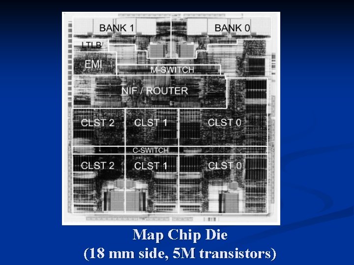 Map Chip Die (18 mm side, 5 M transistors) 